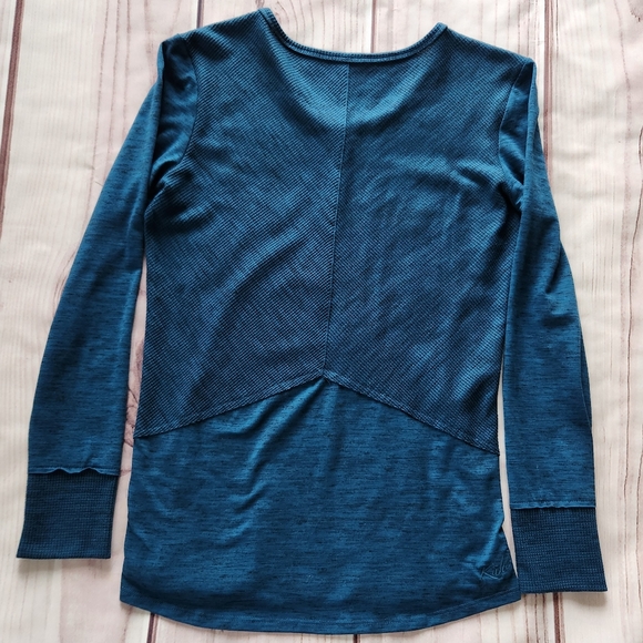 Kuhl "Svenna" Waffle Knit Henley Long Sleeve Shirt Teal Blue | Women's Size S - Picture 5 of 12